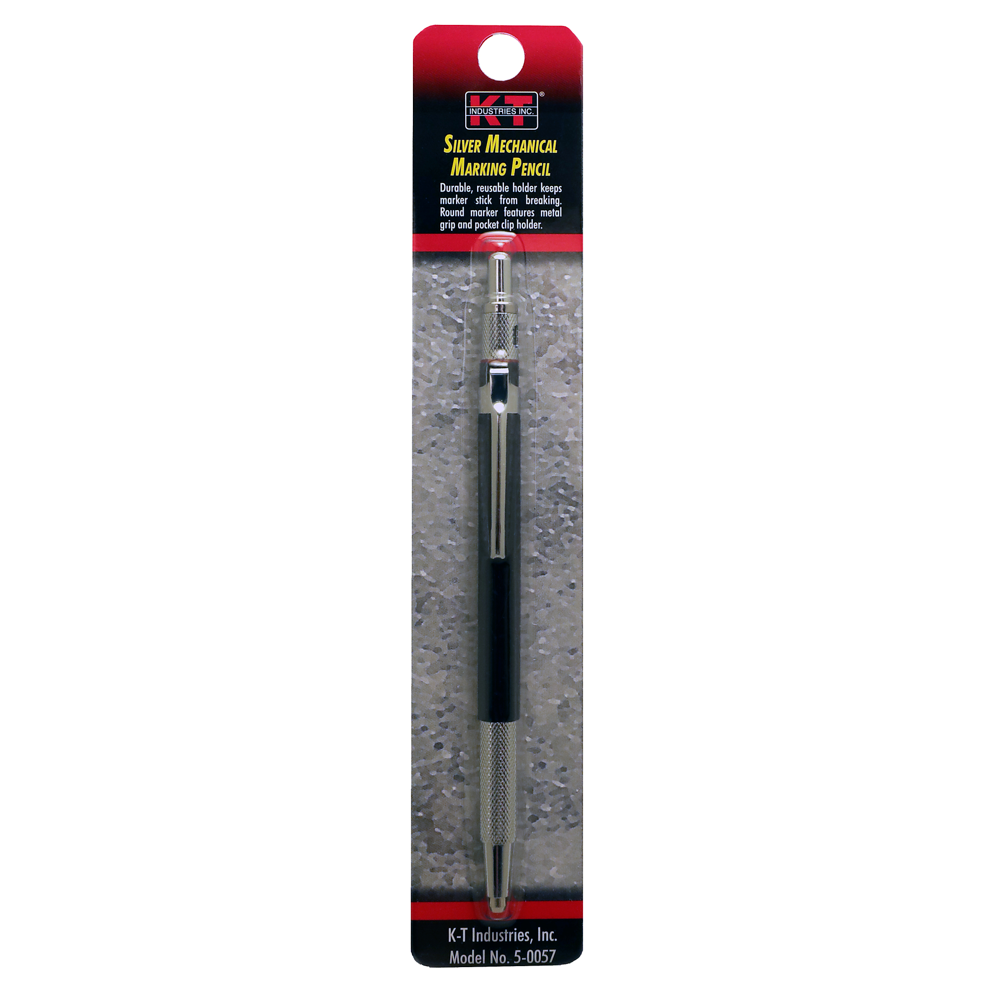 K-T Industries Silver Mechanical Marking Pencil — High Visibility, Pocket Clip, Model# 5-0057